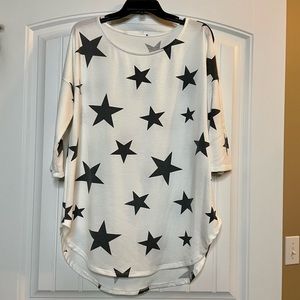Charcoal Grey and White Boutique Star Tunic L
